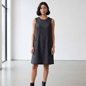 Max Studio Grey and Black Check Plaid Pocket Front Sheath Dress Size S